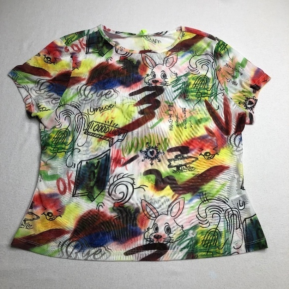 Shein Curve Shirt 2XL Rabbits Short Sleeve Tee - Picture 1 of 10